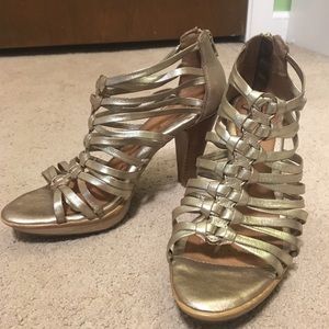 Gold strappy heels